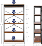 Himimi Industrial Bookshelf 5-Tier Set of 2, Bookcase 58" H Ladder Shelf - Image 3