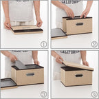 PRANDOM Storage Bins with Lids Jute Fabric Foldable Storage Boxes Organizer - Image 5