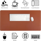 Bloss Brown Leather Desk Pad Protector, Office Desk Mat, Large Mouse Pad - Image 5