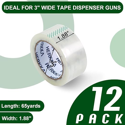 HERKKA Clear Packing Tape, 12 Rolls Heavy Duty Packaging Tape - Image 3
