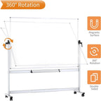 VIZ-PRO Double-Sided Mobile Whiteboard, 72 x 40 Inches, Magnetic Rolling Dry - Image 3