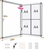 Mifuro 26"x20" Enclosed Bulletin Board, Lockable Weather-Resistant Aluminum - Image 5