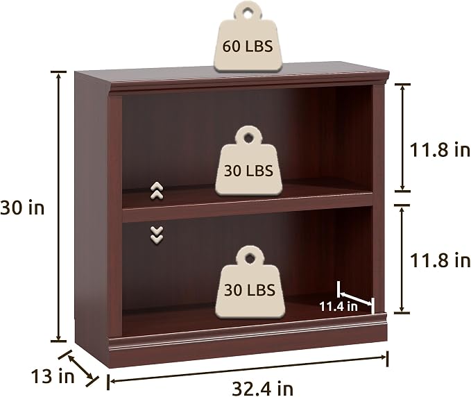 Bevfint 30" Bookcase, 2-Tier Display Shelves Open Storage Organizer, Book Case - Image 2