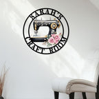 Custom Sewing Machine Metal Sign, Personalized Name Flowers Sewing Sign - Image 3