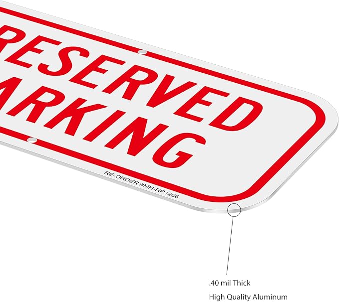 2 Pack Reserved Parking Signs, 12x6Inch Aluminum Reserved Sign, UV Protected - Image 4