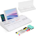 Desktop Glass Whiteboard with Storage, Weekly Calendar Desk Dry Erase White by WALGLASS