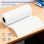 Wide Format Paper 24 In x 150 Ft, 2 Rolls Plotter Paper on 2" Core, CAD Bond - Image 2