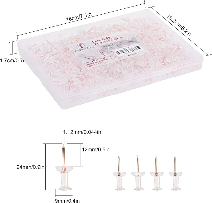 PAPERPAL 280 Rose Gold Push Pins - Image 2