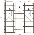 NUMENN Triple Wide 6 Tier Bookshelf, Rustic Industrial Style Bookcases and - Image 3