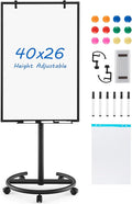Goplus 40” x 26” Rolling Whiteboard, Height Adjustable Magnetic Dry Erase Board by Goplus