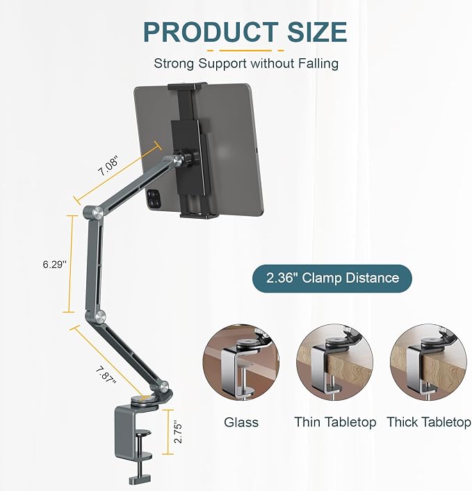 Houele Tablet Stand Holder, Adjustable Foldable Tablet Arm iPad Desk Mount - Image 4