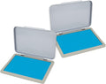 2 Pack Metal Case Stamp Pad Medium Size, Light Blue Color by ZIGEL