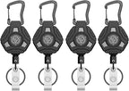 4 Pack Retractable Keychain Heavy Duty, Badge Reels Retractable, Tactical ID by OARIDEY
