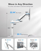 HUANUO Single Monitor Arm, Adjustable Desk Mount - Image 3