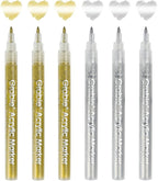 Grabie Gold&Silver Extra Fine Tip Acrylic Paint Marker Set, 6 Pack Gold Paint - Image 6