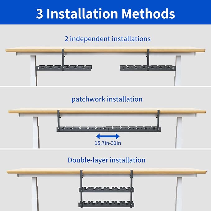 SRJZMLY 31Inch Extendable Under Desk Cable Management Tray Multi-Model Metal - Image 3