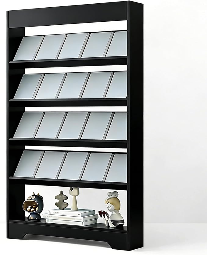 LHIUGE 5-Layer Brochure Display Rack, Freestanding Wooden Magazine Rack by LHIUGE