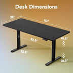 HUANUO 63 x 28 inch Electric Standing Desk Adjustable Height, 4 Memory Height - Image 3