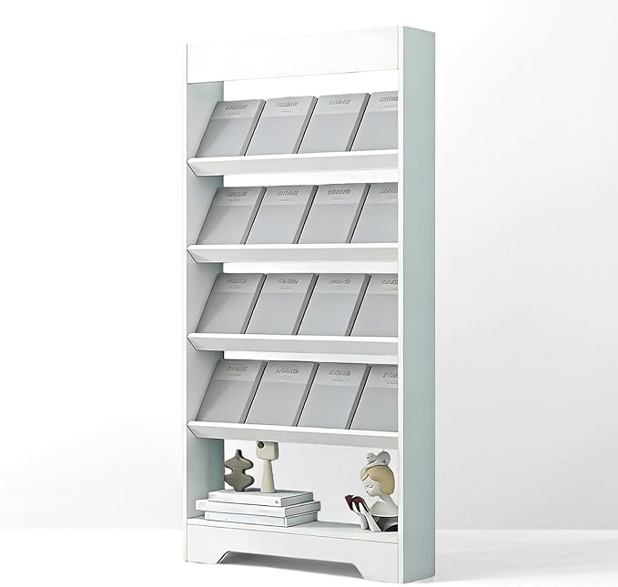 LHIUGE 5-Layer Brochure Display Rack, Freestanding Wooden Magazine Rack by LHIUGE