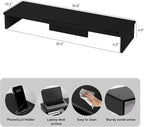 Dual Monitor Stand Riser with Phone Tablet Holder, 35.8in Large Monitor Stand - Image 2