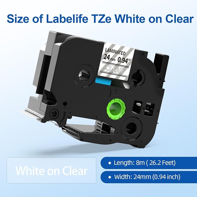 TZ White on Clear Label Tape 1" Replace - Image 2