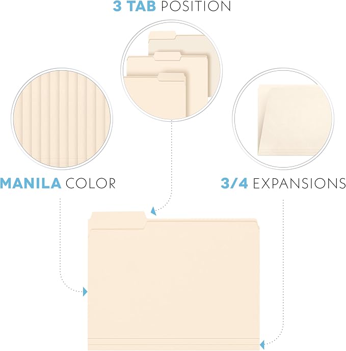 Manila Folders 8.5 x 11, Letter Size 100-Pack - Image 2