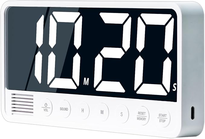 Digital Kitchen Timer with 7.1” Extra Large Display, Rechargeable Magnetic LED by MOSTRUST