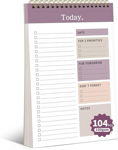 104 Pgs To Do List Notepad, 52 Undated Sheets Duplex-printed Daily Planner by ALKALO