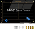Magnetic Planner Black Glass Board 24"X36" Weekly Glass Calendar Glassboard by YoupuStationery