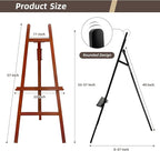 Stuelloaf Large A-Frame Wooden Painting Display Black Easel, Large Adjustable - Image 2