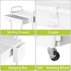 Sorgion 4 Tier Rolling Cart Organizer, Art Craft Diaper Bedside Snack Laundry - Image 4