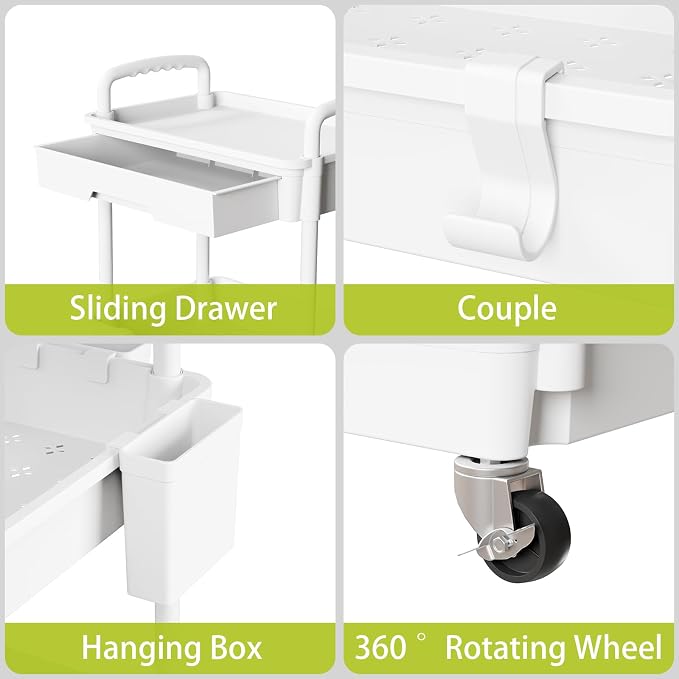Sorgion 4 Tier Rolling Cart Organizer, Art Craft Diaper Bedside Snack Laundry - Image 4