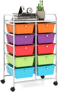 LDAILY 10 Drawer Rolling Cart, Storage Cart Organizer on Wheels, Drawer Cart by LDAILY