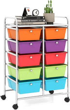 LDAILY 10 Drawer Rolling Cart, Storage Cart Organizer on Wheels, Drawer Cart by LDAILY