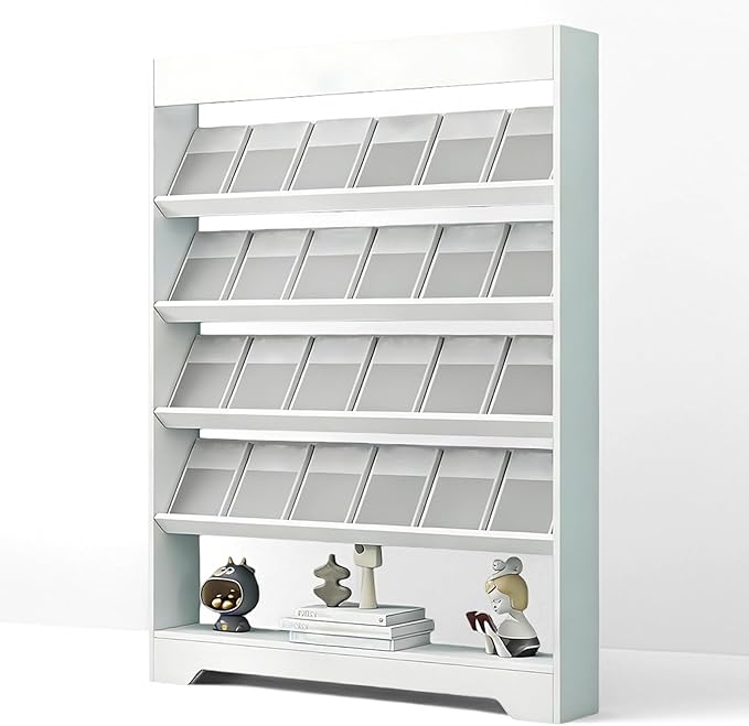 LHIUGE 5-Layer Brochure Display Rack, Freestanding Wooden Magazine Rack by LHIUGE