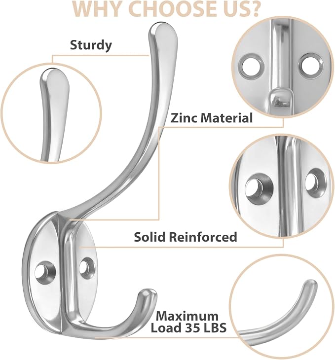 Homanu 14 Pack Coat Hooks Wall Mounted - Image 3