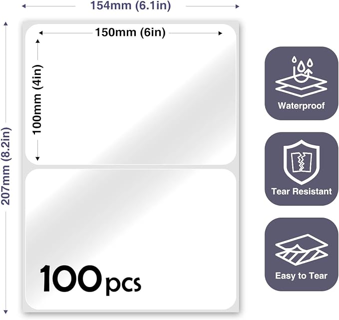 100Pcs Clear Large Labels for Storage Bins, 6x4 Inch Removable Labels, Large - Image 2