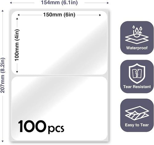 100Pcs Clear Large Labels for Storage Bins, 6x4 Inch Removable Labels, Large - Image 2
