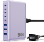 USB C Charger 300W USB C Charger Block, 8-Ports GaN IV Fast Charging Station Hub by GKUTW
