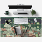 Cute Frog Kawaii Green Desk Decor Mat, Large Gaming Mouse Pad - Image 4