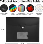 5 Pack 7 Pocket Accordian File Organizer, Expanding File Folder - Image 2