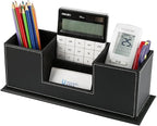 KINGFOM Office Supplies Desk Organizer PU Leather Storage Box 4 Divided - Image 2