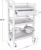 Mobile Medical Trolley Cart Portable 3-Tier Professional Cart 220 Lbs Load - Image 2