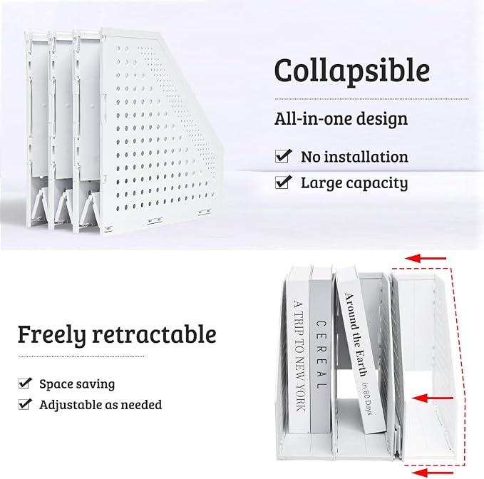SAYEEC 2Pcs Collapsible Plastic Magazine File Holder Vertical Binder Storage - Image 3