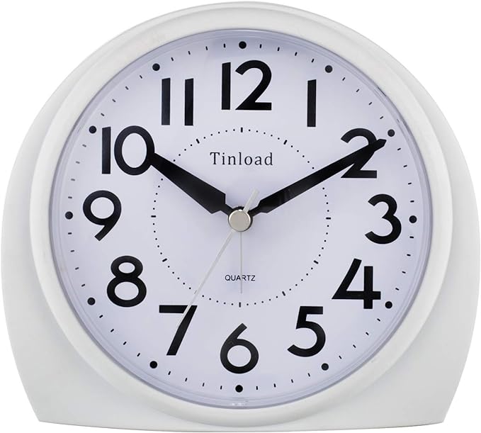 Tinload 5.5" Large Analog Alarm Clock Silent Non Ticking, Gentle Wake, Beep by Tinload