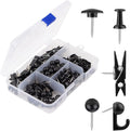 Black Push Pins Set, 5 Styles 140-count Thumb Tacks Map Pins, Steel Point and by Yalis