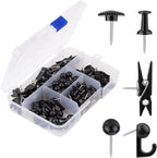 Black Push Pins Set, 5 Styles 140-count Thumb Tacks Map Pins, Steel Point and by Yalis