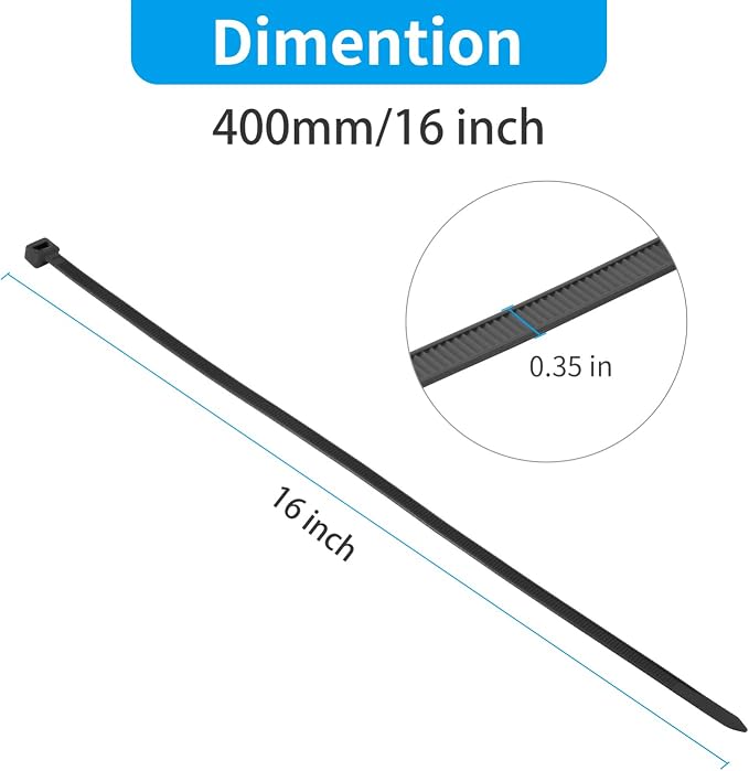 XINGO 16 Inch White Large Zip Ties Heavy Duty 500 Pack, 200 LBS Ultra Strong - Image 2