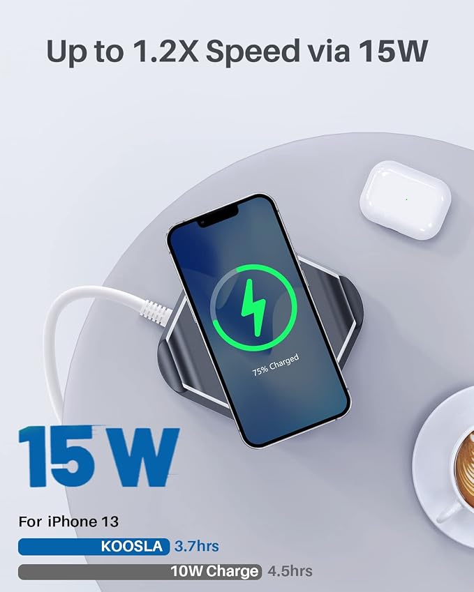 KOOSLA Power Strip Tower, Wireless Charger Surge Protector - Image 4