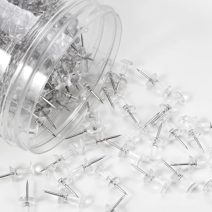 Yalis Push Pins 600 Count, Standard Clear Thumb Tacks Steel Point and Clear - Image 2